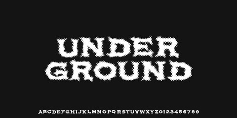 Alphabet Display Halftone Hand drawn Y2k Dark costom Lettering vector type font. design for Music, Poster, Clothing, Grunge style type font with Gothic Punk, Metal and Rock. Halloween style