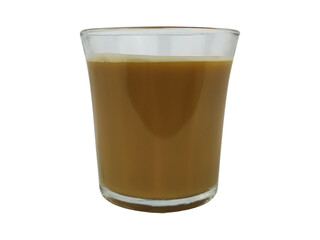 Glass of Creamy Light Brown Coffee Beverage Isolated on White Background