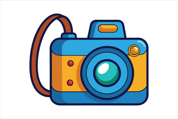 vector illustration of a colorful cartoon kids camera with a large lens