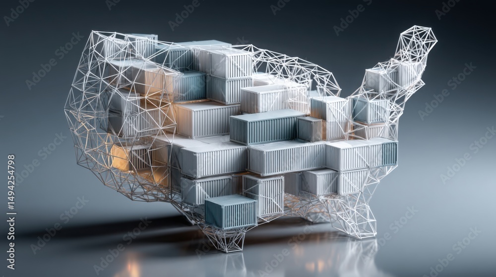 Poster 3d model of a building showcasing real-time export and import interface concept for modern urban dev