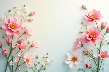 Obraz premium Delicate small-scale floral print on light background, pretty, retro, vintage