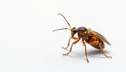 Close-up of single insect on pure white background, studio, close-up, pure white