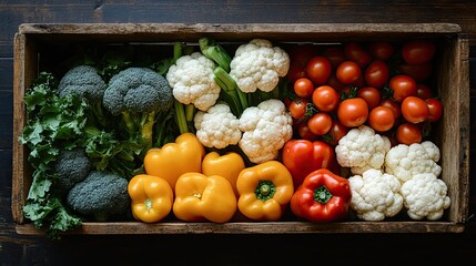 Fresh Veggies in Wooden Crate.