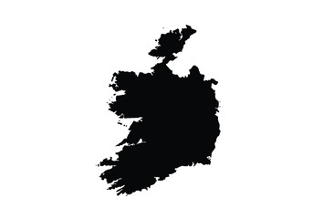 Ireland silhouette. This image shows the black silhouette of the Ireland map, highlighting its geographical shape and borders. Vector clipart illustration design.