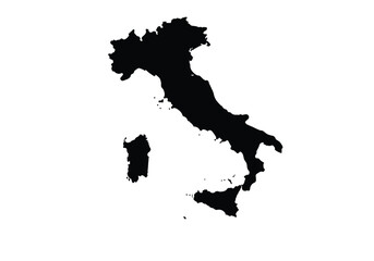 Italy silhouette. This image shows the black silhouette of Italy map, highlighting its geographical shape and borders. Vector clipart illustration design.