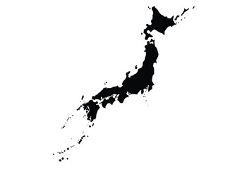 Naklejka premium Japan silhouette. This image shows the black silhouette of the Japan map, highlighting its geographical shape and borders. Vector clipart illustration design.