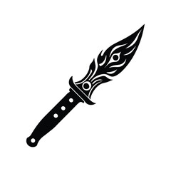Decorative black dagger illustration vector with tribal inspired details and design elements