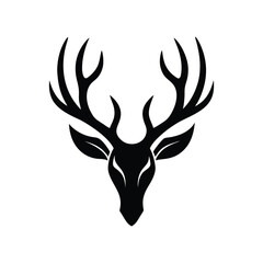 Elegant black and white deer head silhouette perfect for logo design and branding