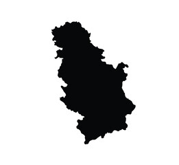 Serbia silhouette. This image shows the black silhouette of the Serbia map, with its country geographical shape and borders. Vector clipart illustration design.