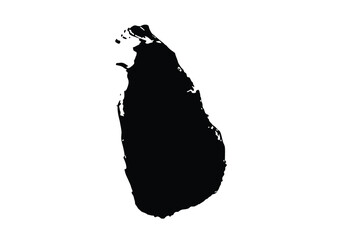 Sri lanka silhouette. This image shows the black silhouette of the Sri Lanka map, with its country geographical shape and borders. Vector clipart illustration design.
