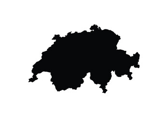 Obraz premium Switzerland silhouette. This image shows the black silhouette of the Switzerland map, with its country geographical shape and borders. Vector clipart illustration design.