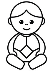 Obraz premium Sitting baby boy outline icon. Created in simple line art style with black and white palette.