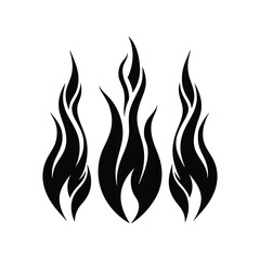 Simple black and white flames illustration representing heat or energy on a white background