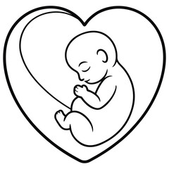 Unborn Baby in Protective Heart Design Symbolic Prenatal Image