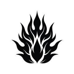 Artistic black flame graphic on white background suitable for decorative design elements