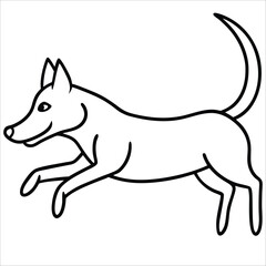 Minimalist Line Art of a Leaping Dog Simple Black and White Illustration