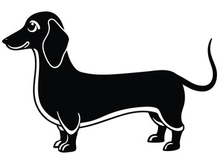 Minimalist Black and White Dachshund Silhouette Vector Pet Design