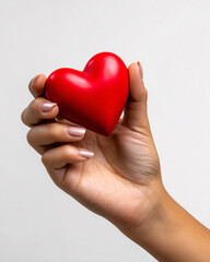 Obraz premium Hands, closeup heart sign, gesture or love symbol on background. Zoom, love and care icon with romance emoji for compassion, kindness and happiness for valentines 