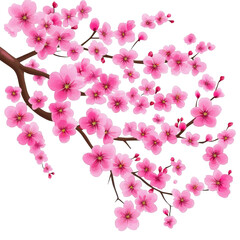 Fototapeta premium Pink cherry blossom branch with blooming flowers and buds, vibrant and delicate, perfect for spring or nature themes