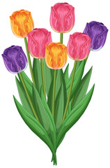 Vibrant Tulip Bouquet Illustration with Bold Colors