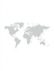 A simple, light-grey world map, showing all continents and major landmasses, with minimal detail