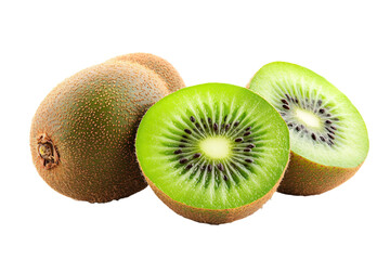 a kiwi fruit cut in half and sitting on a table