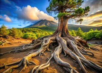 Ancient volcano tree roots
