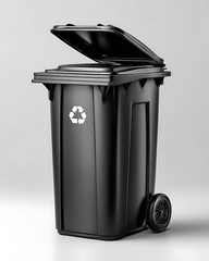 Modern black waste container high resolution picture