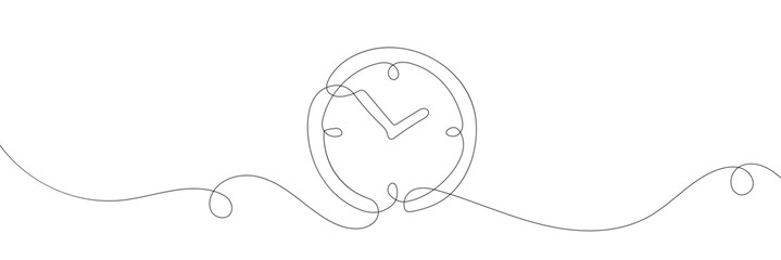 Continuous one line drawing Clock icon on white background. Vector Illustration .EPS 10 . 