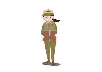 影がある運送業で働く女性の絵