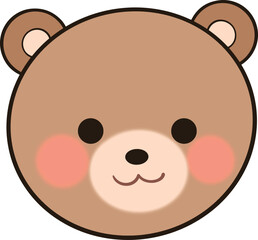 Cute cartoon bear face with pink cheeks