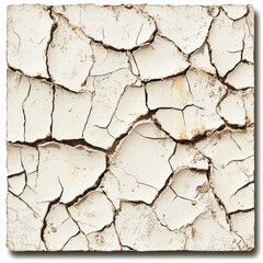 Obraz premium Cracked, off-white surface with a network of fissures, showing underlying beige tones and texture