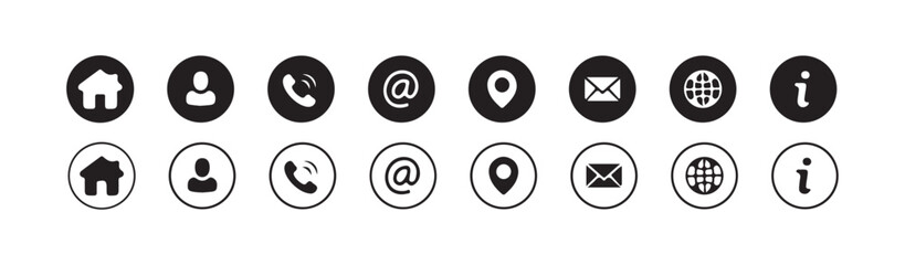 Essential Profile & Contact Icons – Home, User, Email, Phone & Map Symbols for Website & Mobile App Design