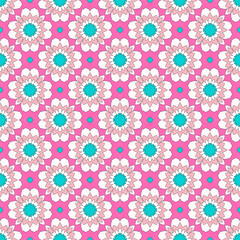 Seamless wallpapers, flower patterns, geometric patterns, pink tones, white backgrounds, vector patterns