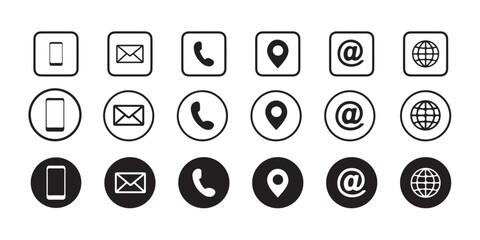 Clean Contact & Communication Icons – Home, User, Location, Phone Call, Email,Minimal Line, Solid & Outline Styles.