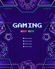 Futuristic Gaming Poster with HUD Interface and Tech Circles