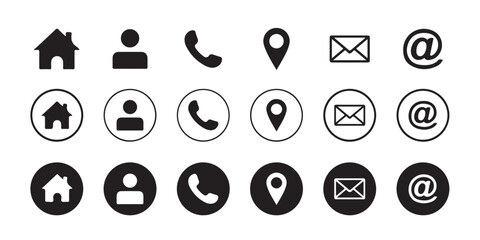 Clean Contact & Communication Icons &ndash; Home, User, Location, Phone Call, Email,Minimal Line, Solid & Outline Styles.