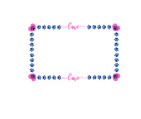 Cute Pet-Themed Frame with Paw Prints and Love Text | Decorative Animal Lover Design