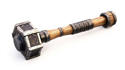 A  metal-headed hammer with a wooden shaft