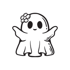 illustration art cute ghost sticker design