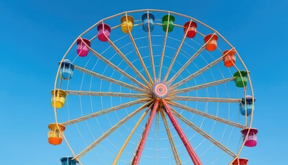 Fototapeta premium Vibrant Ferris Wheel Against a Clear Blue Sky