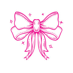 illustration art cute pink bow ribbon sticker design