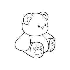 illustration art cute teddy bear doll line art sticker design