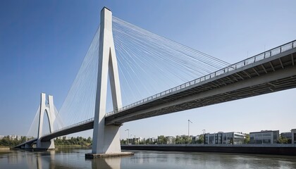 Fototapeta premium Modern Cable-Stayed Bridge Spanning River