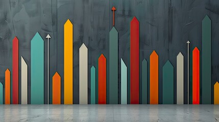 Colorful bar graph on a textured wall