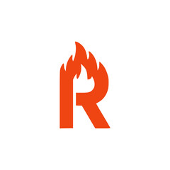 fire shaped letter R business company logo vector illustration template design