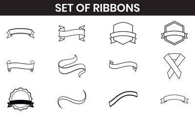 Set of vintage blank ribbons vector 