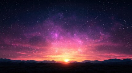 Capture the essence of the market through a vibrant artwork featuring bold magenta hues, a festive atmosphere, and a dynamic tilt in the horizon under a vivid daybreak shine, 