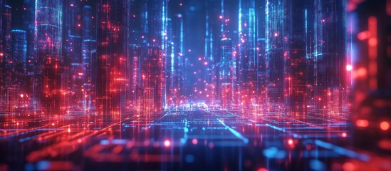 Futuristic Cityscape of Neon Lights