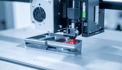 3D printer printing object with close up.